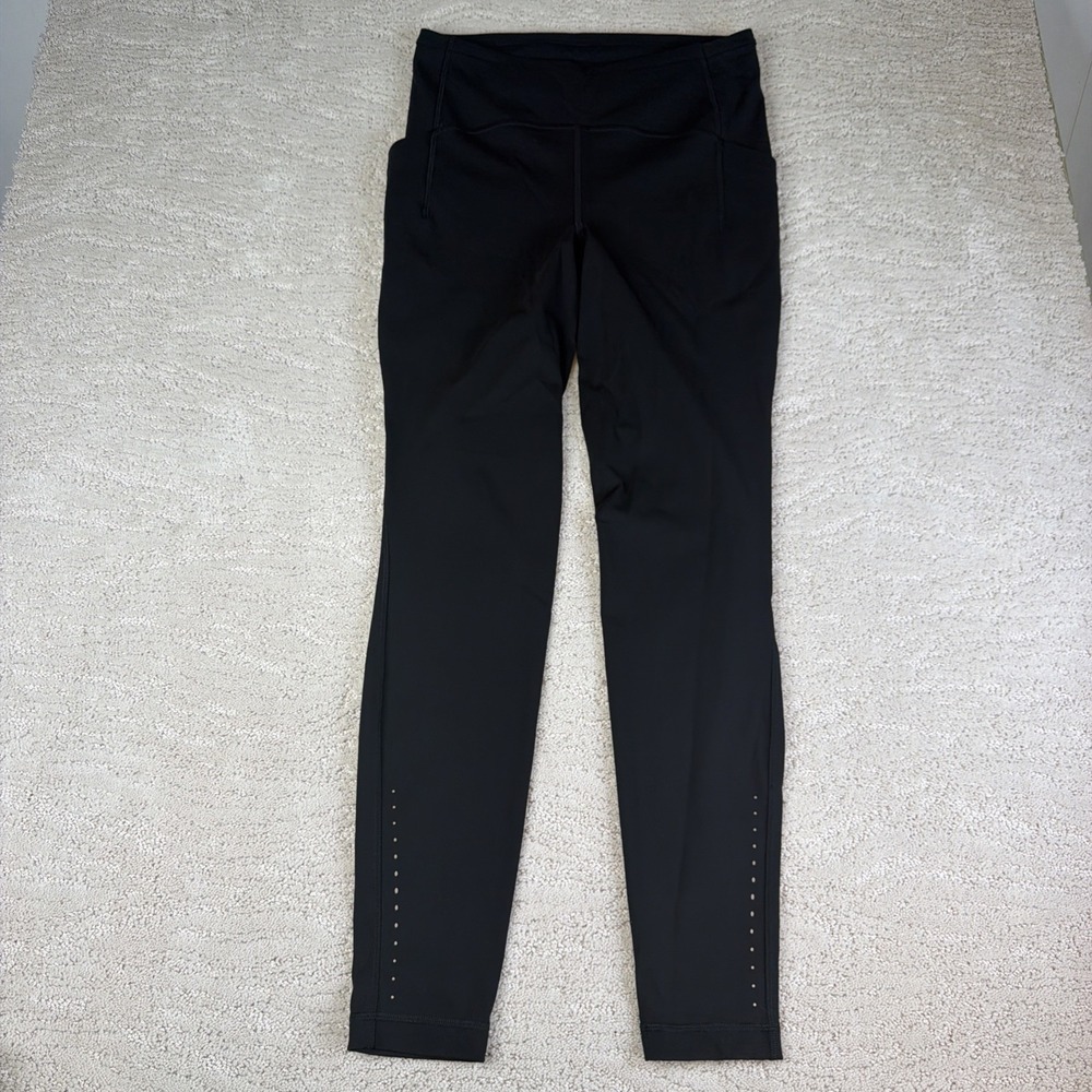 Women's Lululemon Size 8 Swift Speed High Rise Leggings 28" Black Pockets - Picture 2 of 6